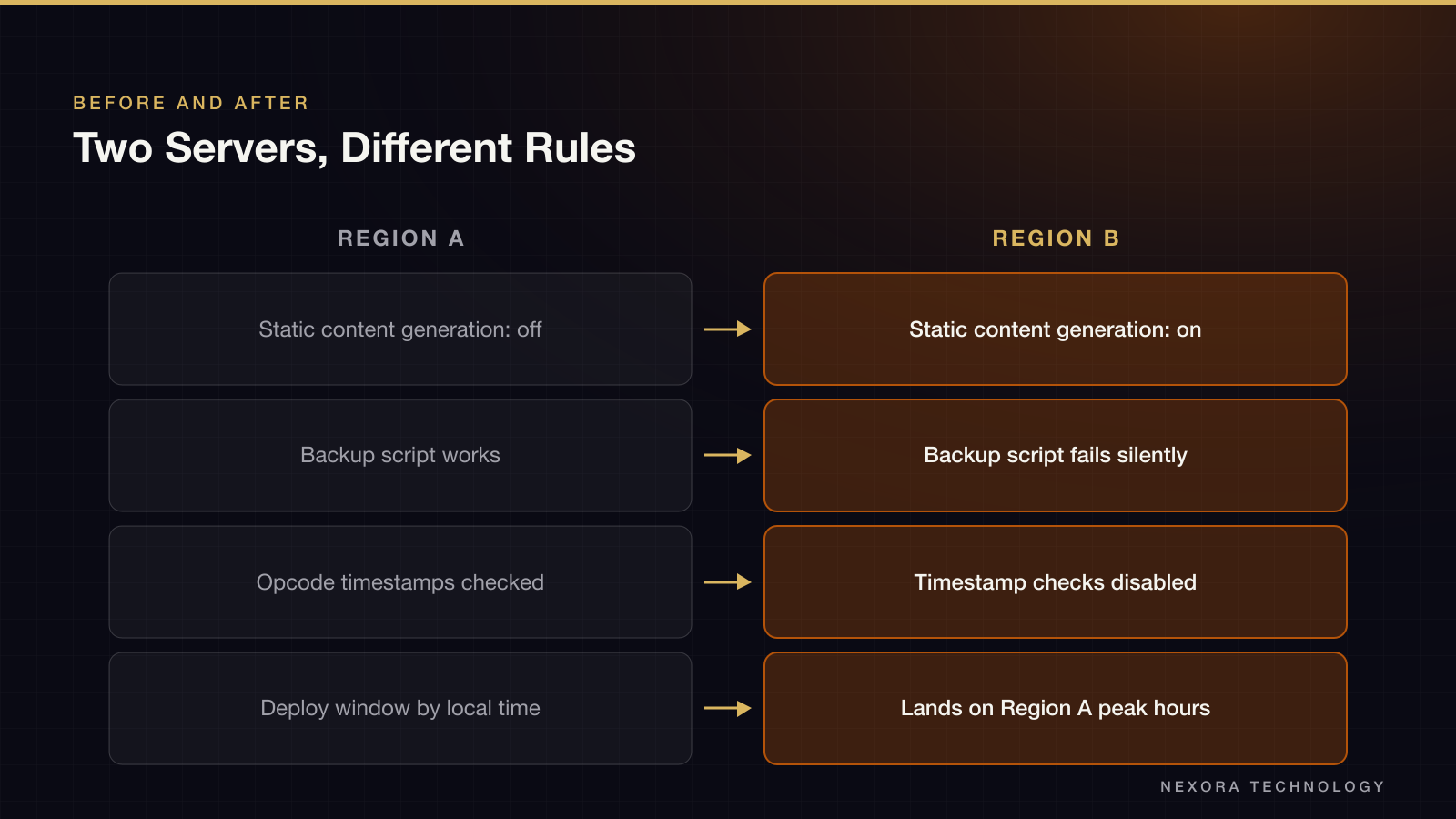 Two Servers, Different Rules